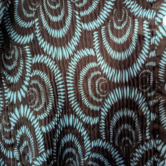 Sere Nade New York Brown and Blue Button Down Light Weight Blouse XL - Picture 5 of 5